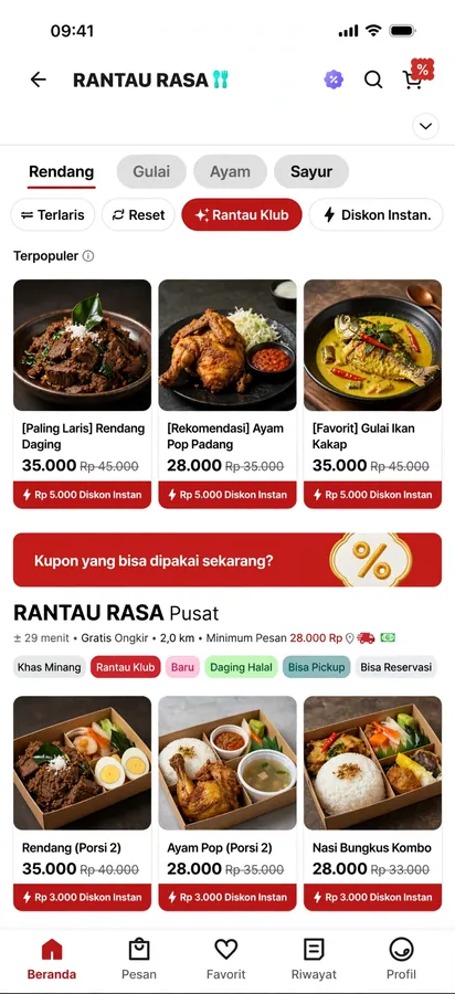 Contoh rancangan halaman Aplikasi Pesan Antar